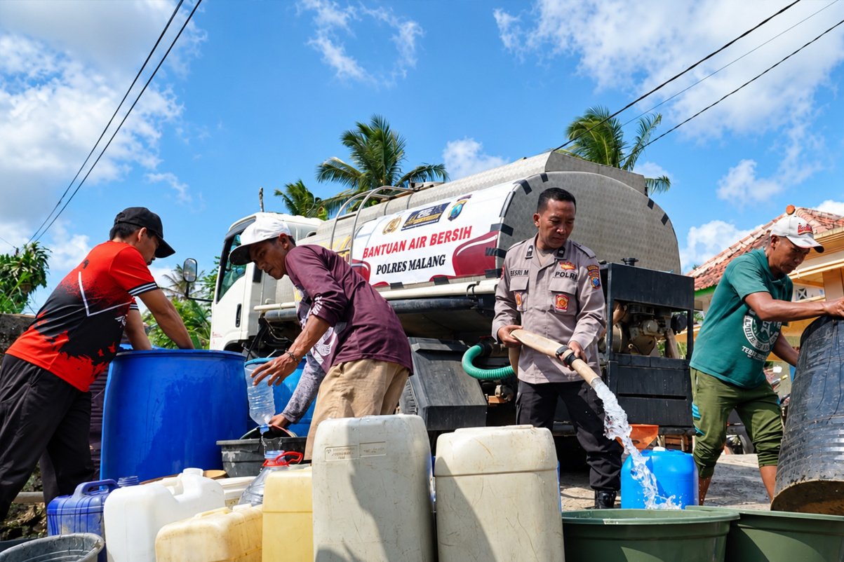 Polres Malang Salurkan 35 Ribu Liter Air Bersih